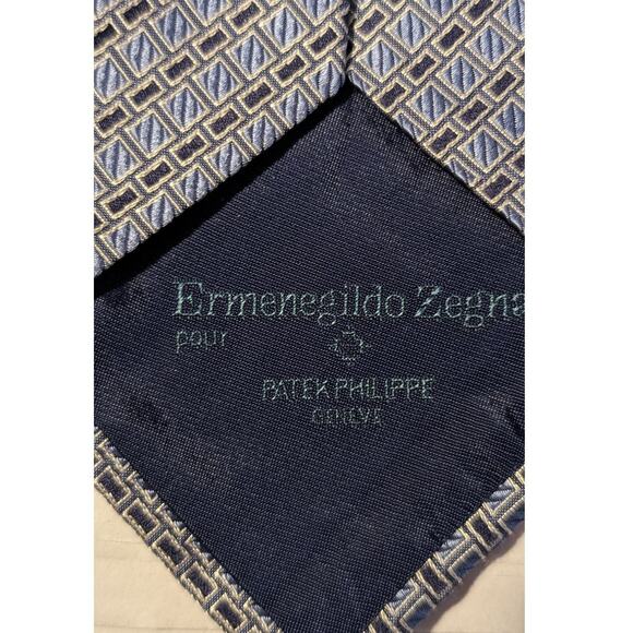 Patek Philippe Pour Ermenegildo Zegna Blue Pattern Silk Tie Limited Edition 2005 - Picture 3 of 12